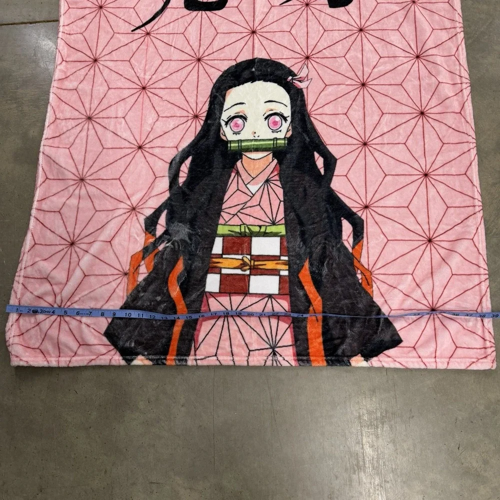 Demon Slayer Nezuko Plush Throw Blanket Pink Anime Kimetsu‎ no Yaiba